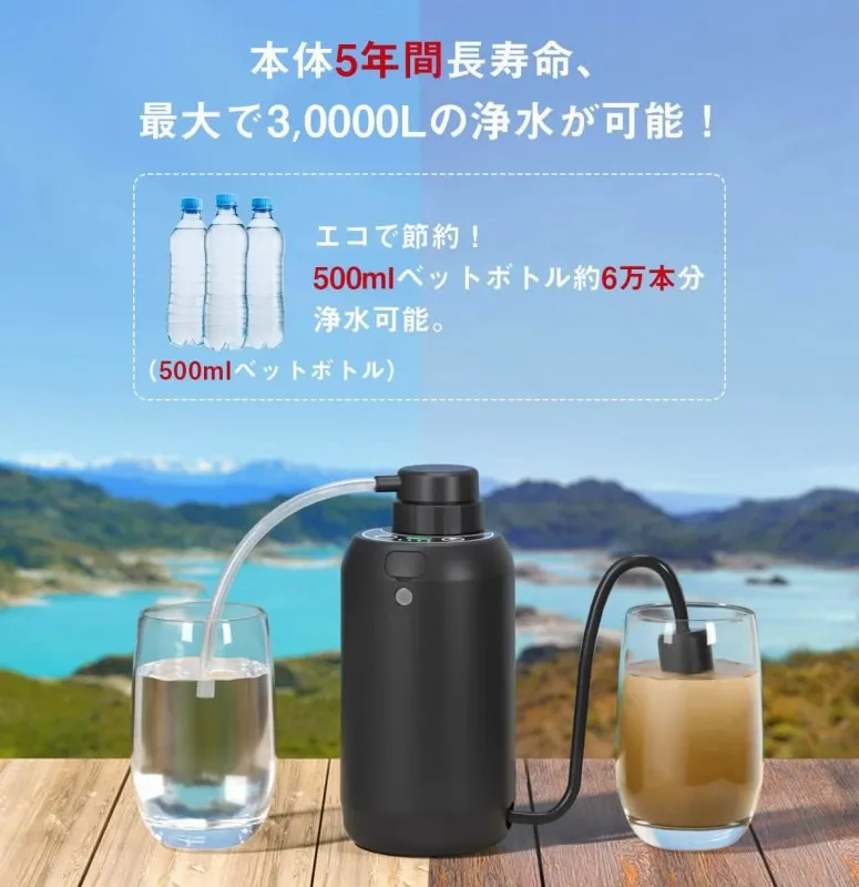 GreeShow 電動式携帯浄水器 GS-2801 最大30,000L浄水可能