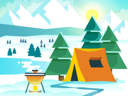 冬のキャンプ場