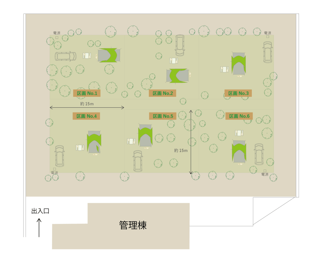 英彦山ガーデンキャンプ　場内マップ