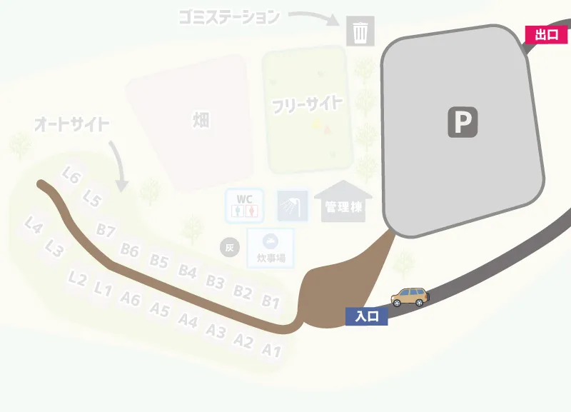コヤードカナタケ 駐車場マップ