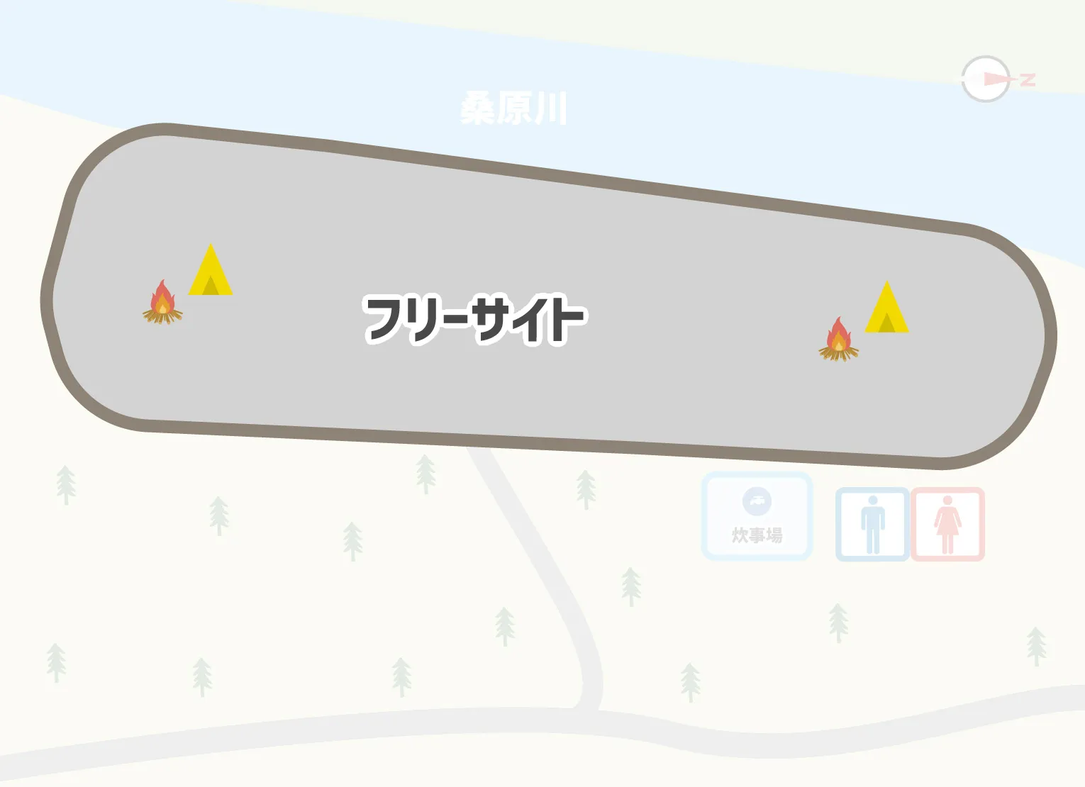 藤河内渓谷キャンプ場　テントサイトマップ