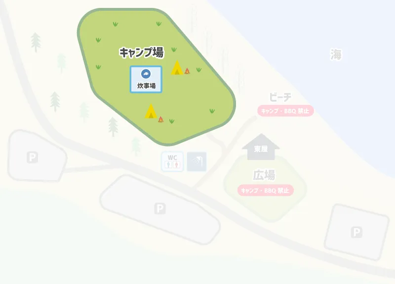 波当津海水浴場 キャンプサイトマップ