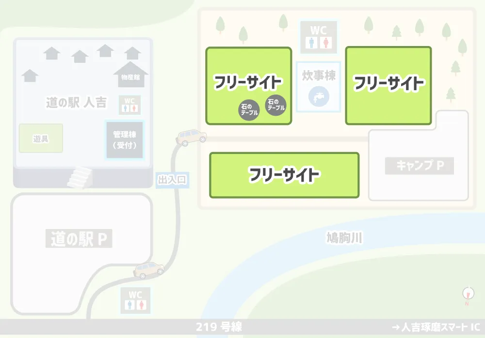 人吉クラフトパーク テントサイトマップ