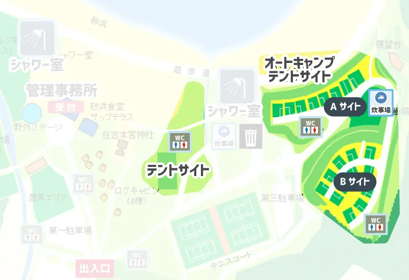 糸ヶ浜海浜公園 キャンプ場 テントサイトマップ