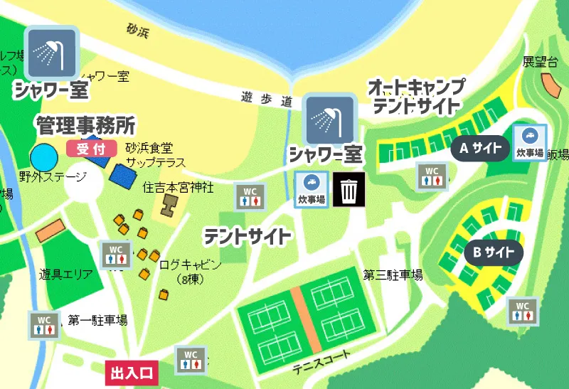 糸ヶ浜海浜公園 キャンプ場全体マップ