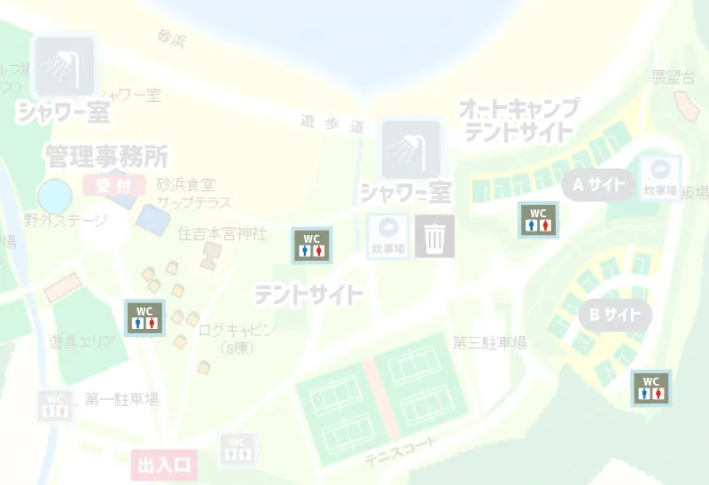 糸ヶ浜海浜公園 キャンプ場 トイレマップ