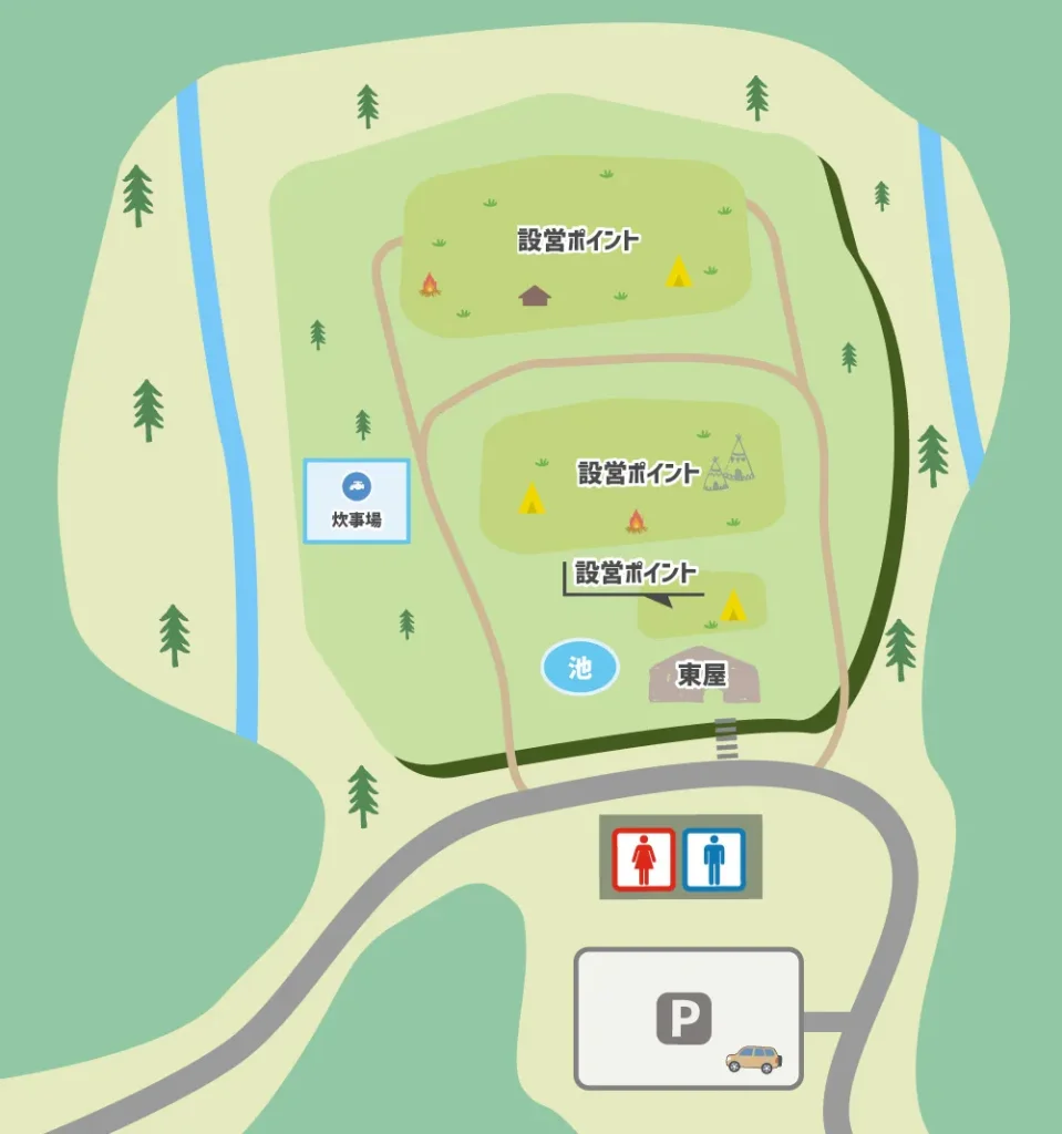 岩屋山渓桜公園 キャンプ場内マップ