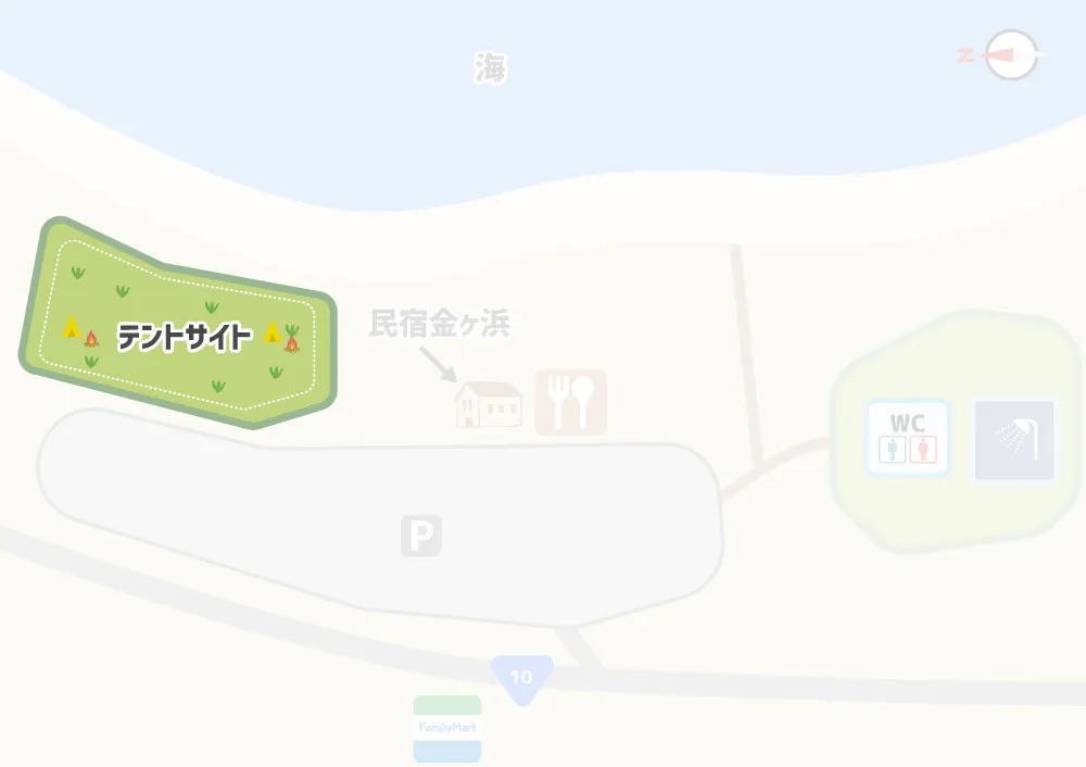 金ヶ浜キャンプ場　テントサイトマップ