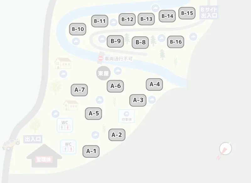 黒木民宿キャンプ場　テントサイトマップ
