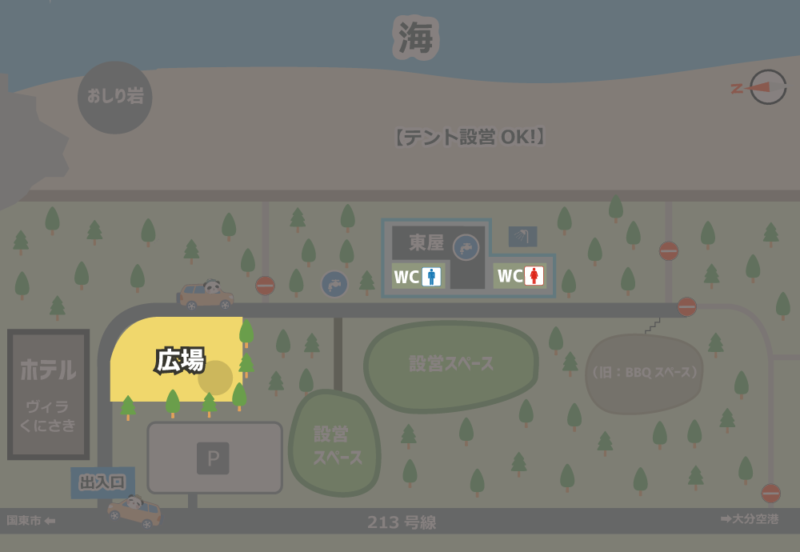 黒津崎海水浴場 広場マップ