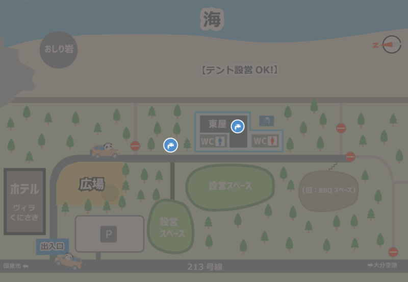 黒津崎海水浴場 炊事場（水道）マップ