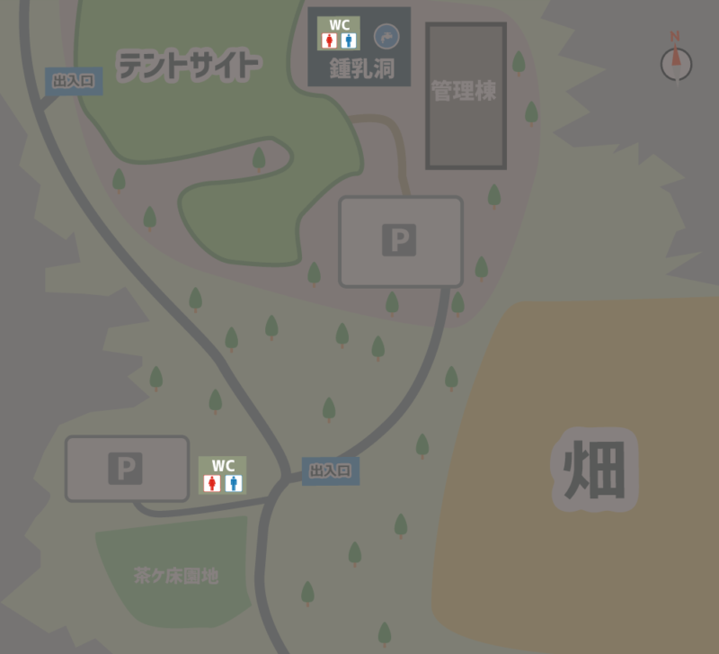 目白洞キャンプ場 トイレのマップ