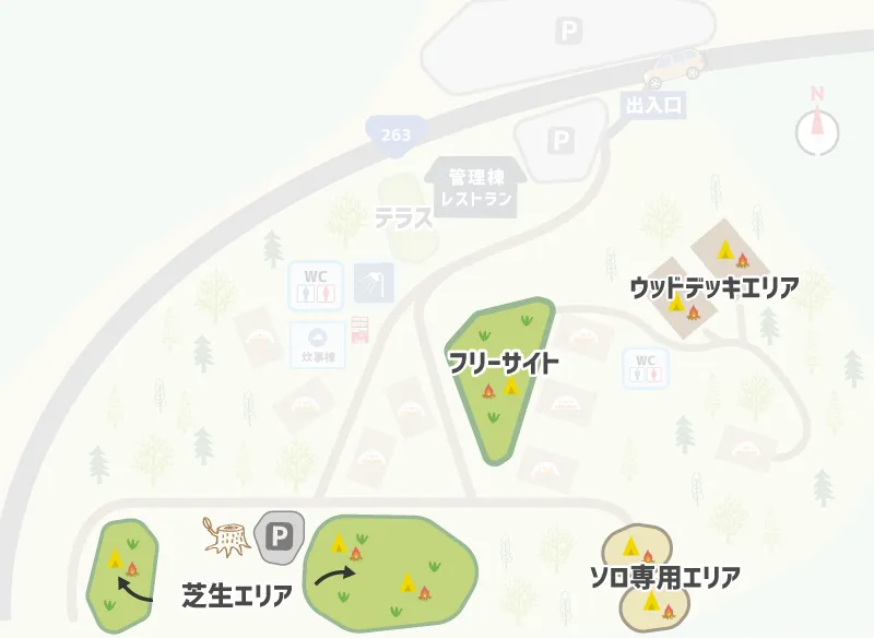 三瀬base camp テントサイトマップ