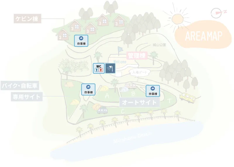 宮崎白浜キャンプ場 サニタリー関連マップ