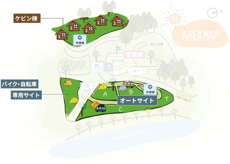 宮崎白浜キャンプ場 テントサイトマップ