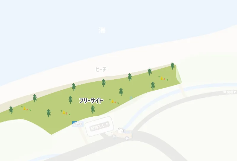 白浜キャンプ場（島原） フリーサイトマップ