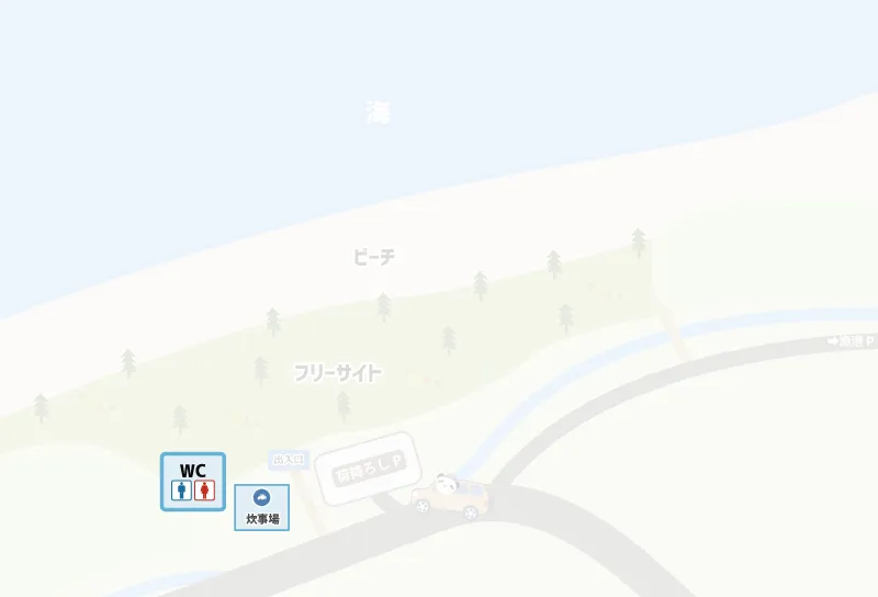 白浜キャンプ場（島原） トイレ炊事場マップ