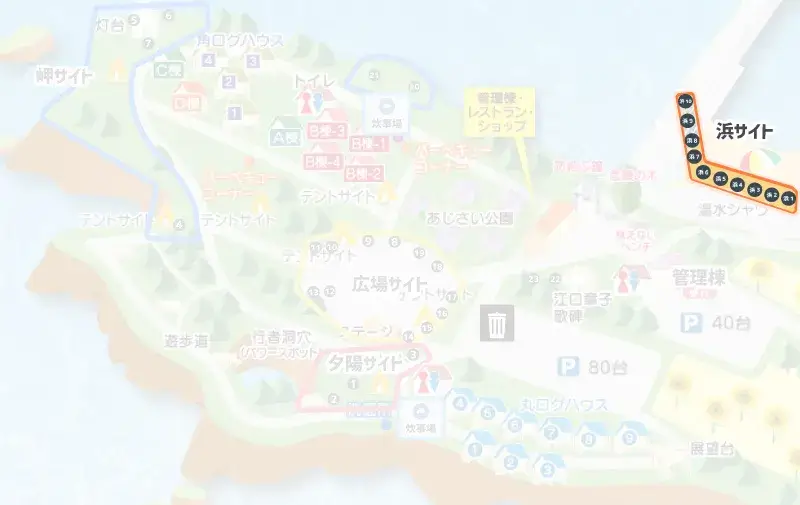 長崎鼻リゾートキャンプ場 浜サイトのマップ