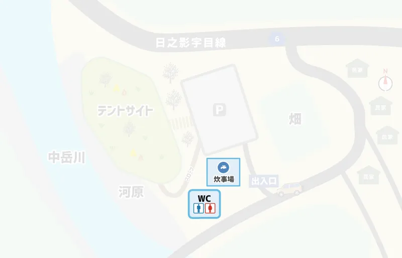 中岳キャンプ場 サニタリー棟マップ