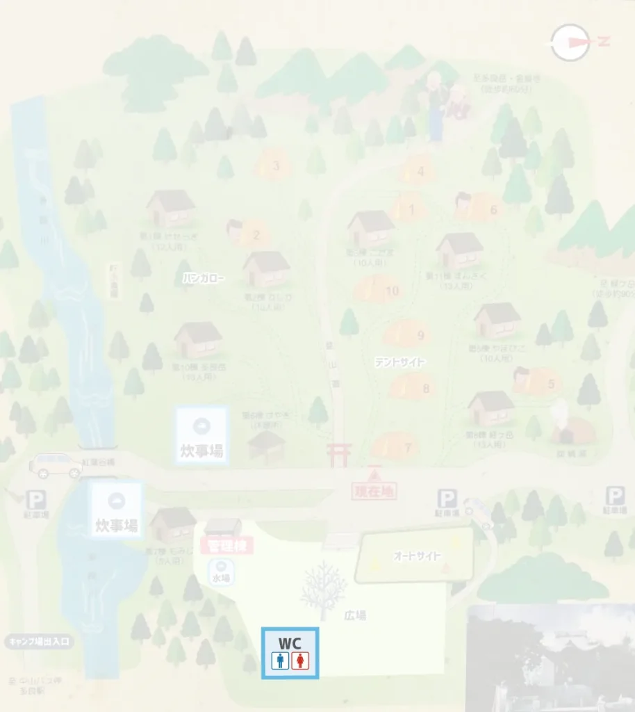 中山キャンプ場 トイレのマップ