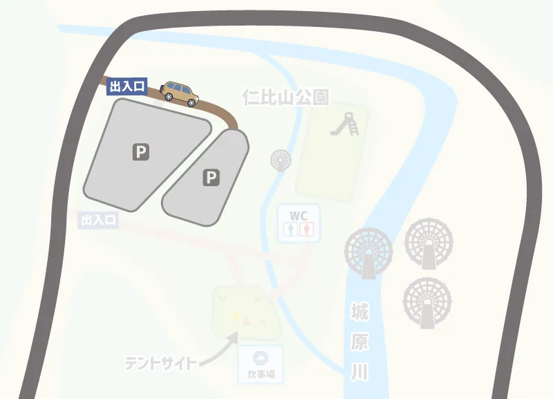 仁比山公園（にいやまこうえん）駐車場マップ