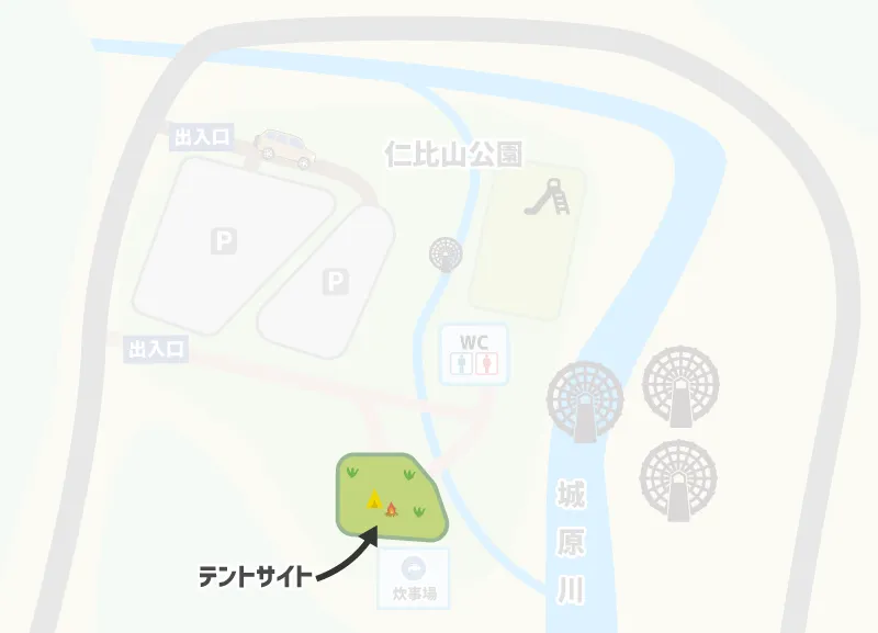 仁比山公園（にいやまこうえん）テントサイトマップ