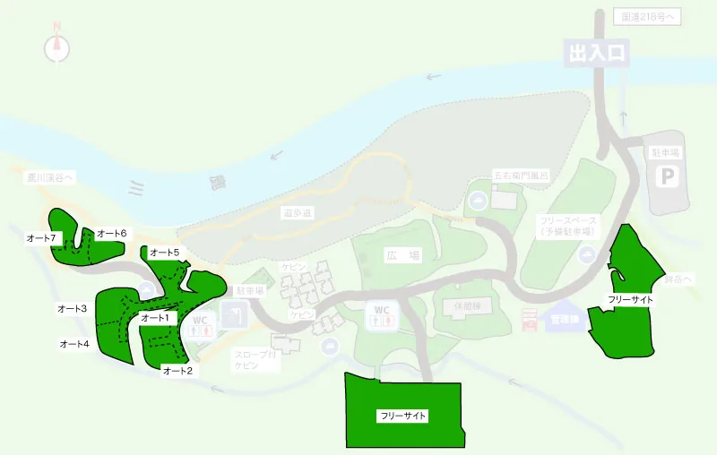 鹿川キャンプ場　テントサイトマップ