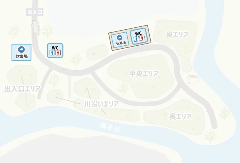 鉄山キャンプ場　サニタリー関連マップ