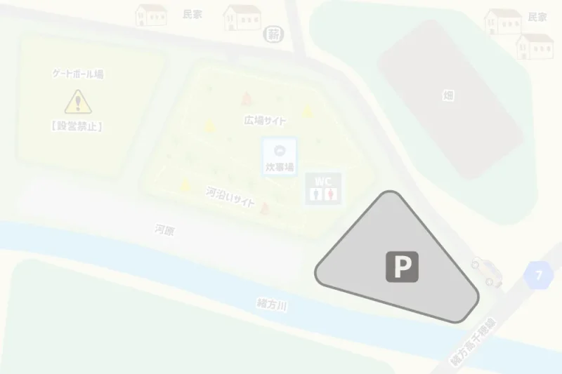 辻河原公園キャンプ場 駐車場マップ