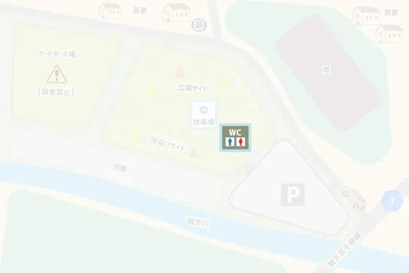 辻河原公園キャンプ場 トイレのマップ