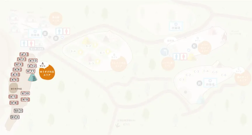 吉無田高原 緑の村キャンプ場 Aサイト マップ