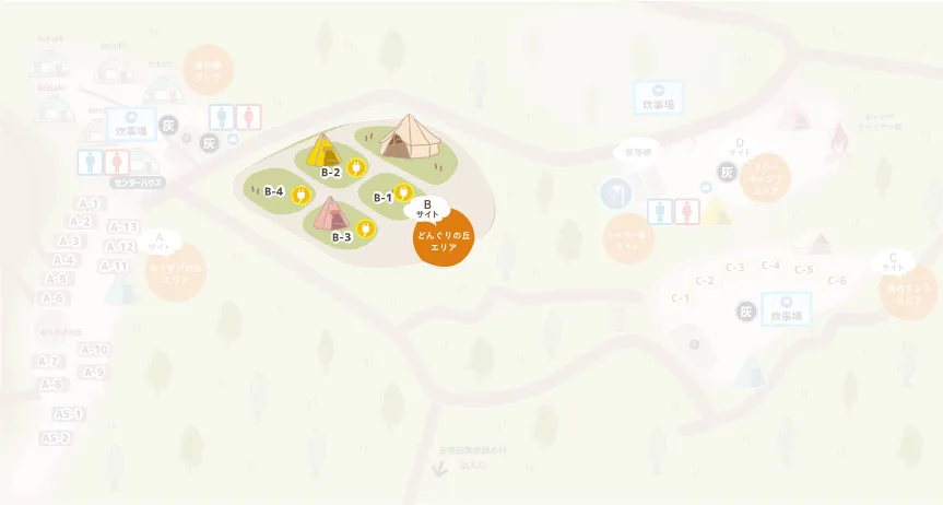 吉無田高原 緑の村キャンプ場 Bサイト マップ