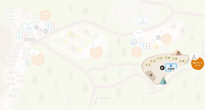 吉無田高原 緑の村キャンプ場 Cサイト マップ