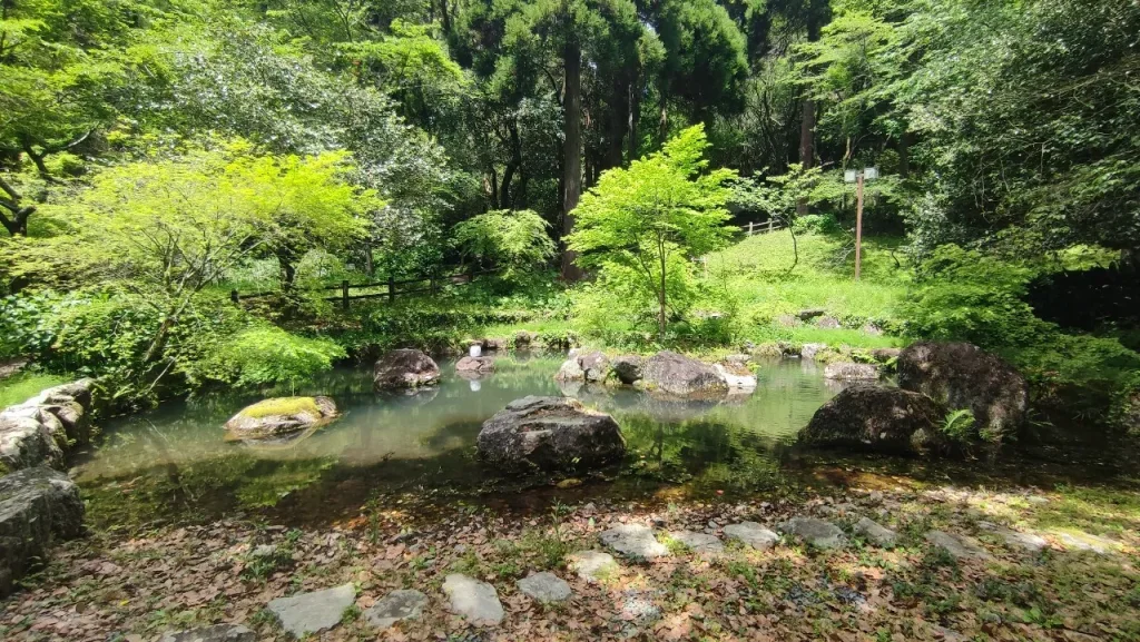 岩屋山渓桜公園 東屋の裏の池