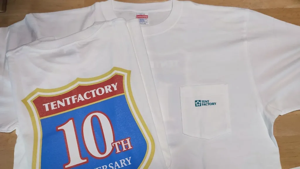 アウトドアデイジャパン福岡2023の出店ブース テントファクトリーのアニバーサリーTシャツ
