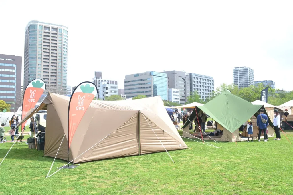 アウトドアデイジャパン福岡2023の出店ブース DODのテント展示