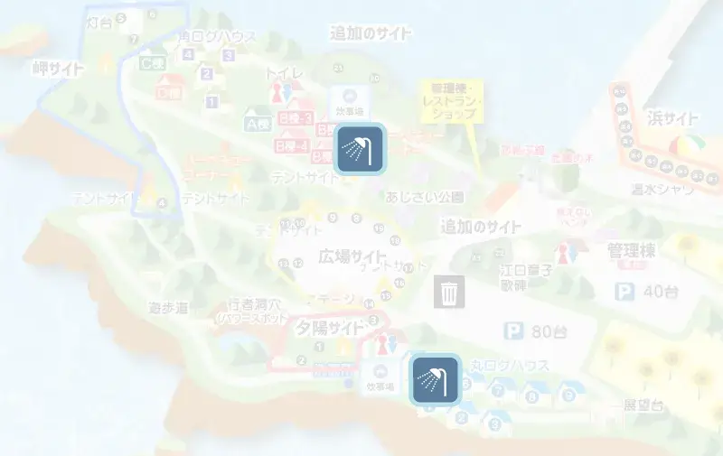 長崎鼻リゾートキャンプ場 シャワー室のマップ