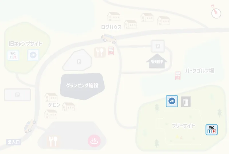 家族旅行村「安心院」トイレ炊事場マップ