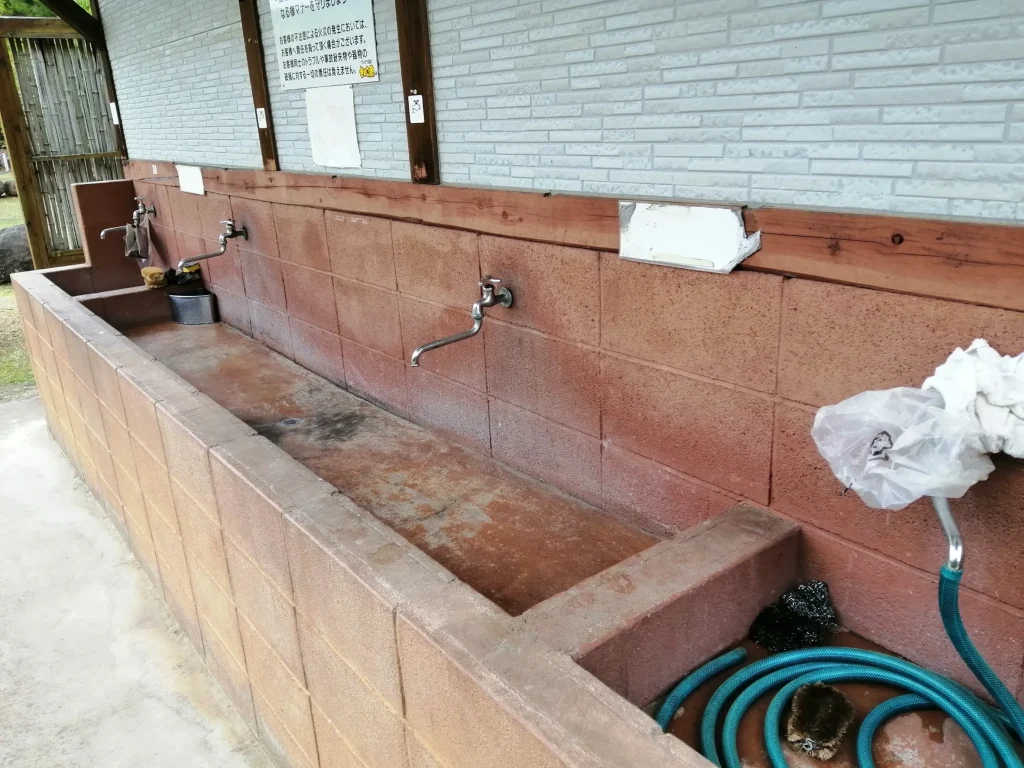かいがけ温泉 きのこの里 下段エリアのお手洗い付近の洗い場