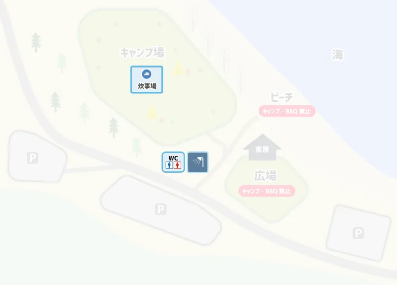 波当津海水浴場　サニタリー棟のマップ