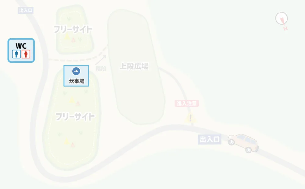 猪崎鼻公園キャンプ場 炊事場・トイレマップ