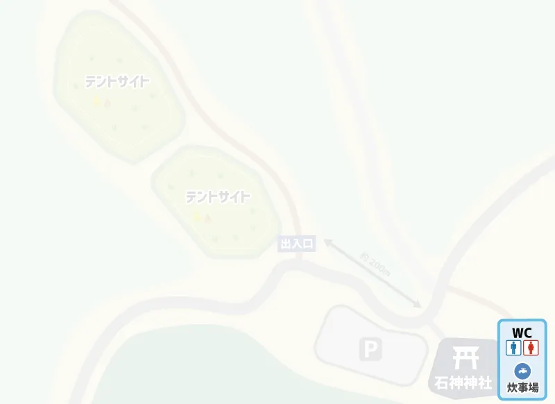 タカチホ棚田キャンプ トイレ・炊事場マップ