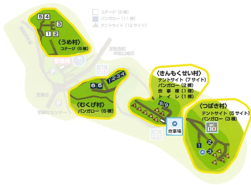 鹿児島県県民の森丹生附オートキャンプ場 テントサイトマップ
