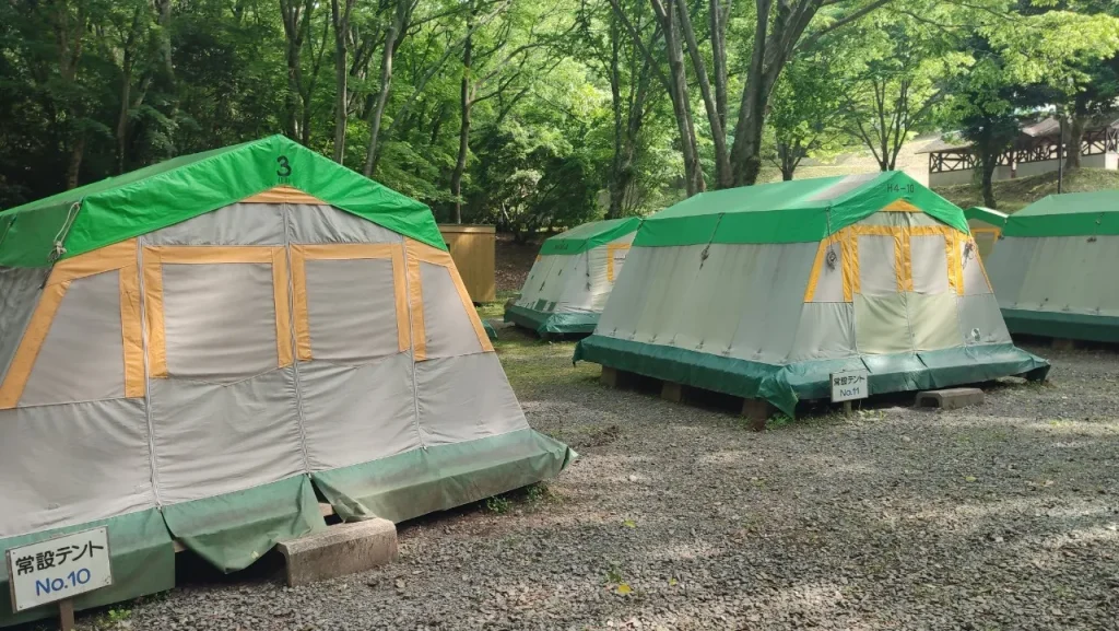 大分県県民の森 平成森林公園 キャンプ場  常設テント
