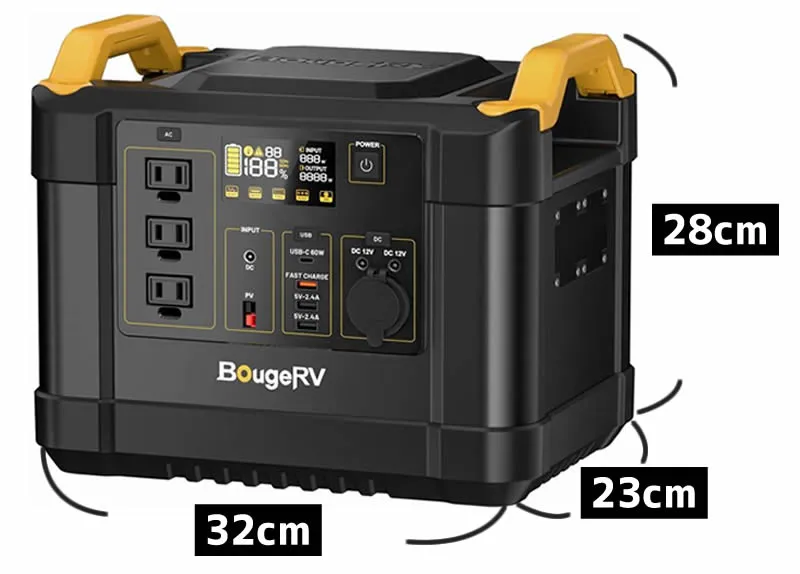 BougeRV（ボージアールブイ）「ポータブル電源 Fort 1000」製品のサイズ感