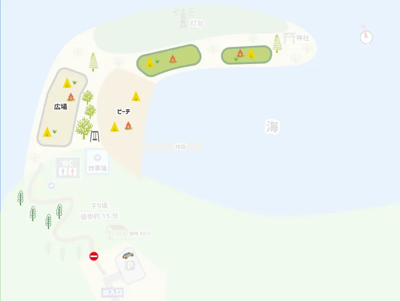 国崎公園キャンプ場　キャンプサイトマップ