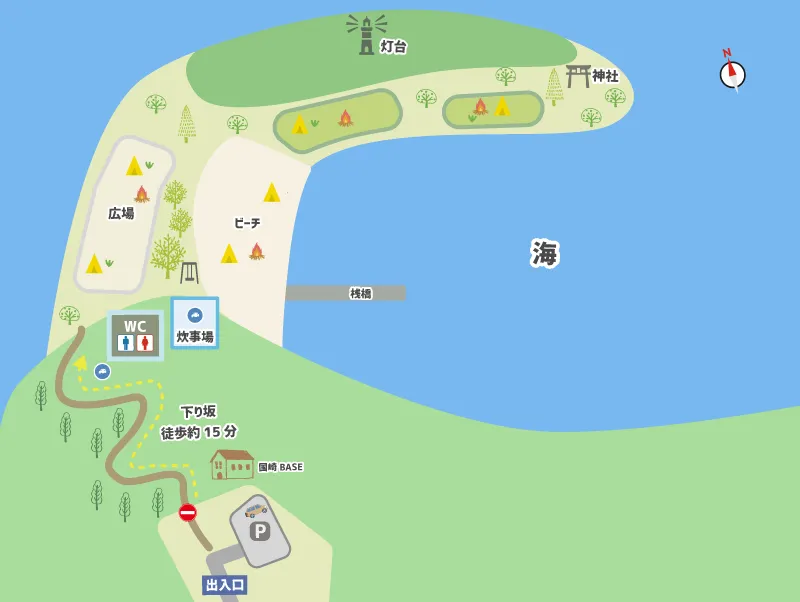 国崎公園 キャンプ場　全体マップ