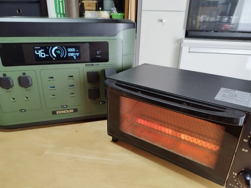 EENOUR（イーノウ）ポータブル電源「F4000」オーブントースターで検証　