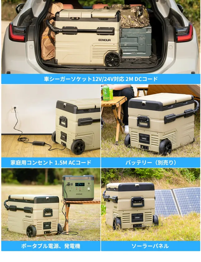 EENOUR（イーノウ） ポータブル冷蔵庫TAW55 豊富な給電方法