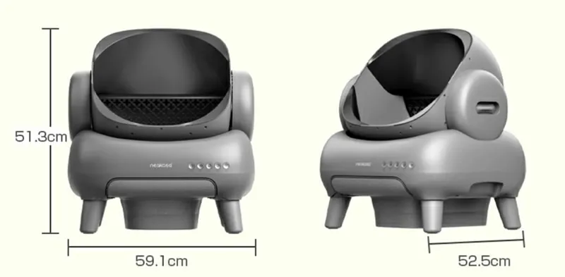 Neakasa（ネアカサ）　オープン型全自動猫トイレ Neakasa M1　製品サイズイメージ